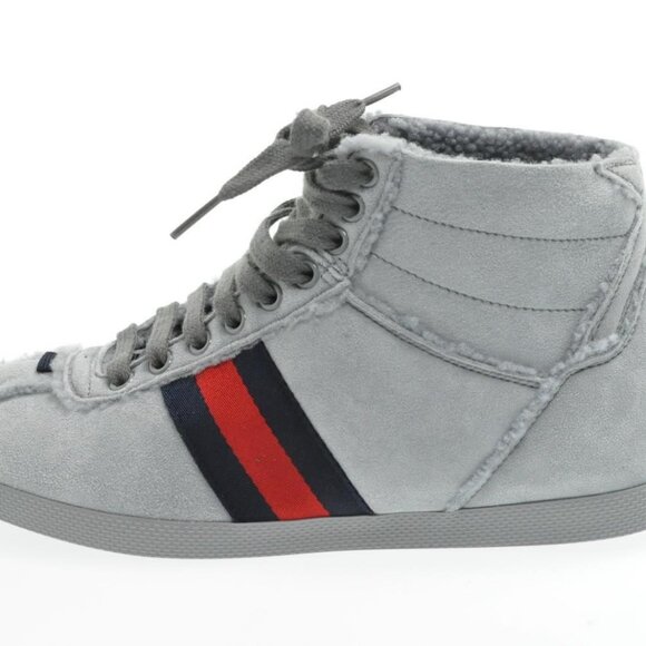 GUCCI Sherry Line shoes Suede 5 1/2 Red Navy Auth - Picture 12 of 14